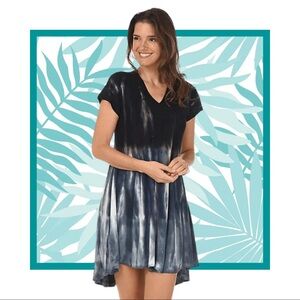 Raya Sun Womens Short Sleeve V-Neck Tie Dye Size Small Beachy Boho Sundress